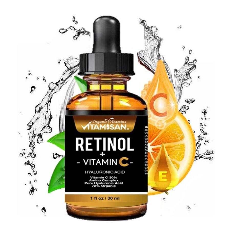 Serum Facial Antiage Vit C 30% + Retinol 5% + Ácido Hialurónico + Vit E – 30 ml | VITAMISAN®